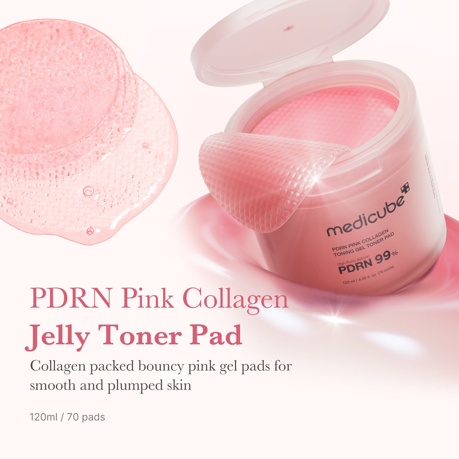 PDRN Pink Collagen Toning Gel Toner Pad 120ml — foto 3