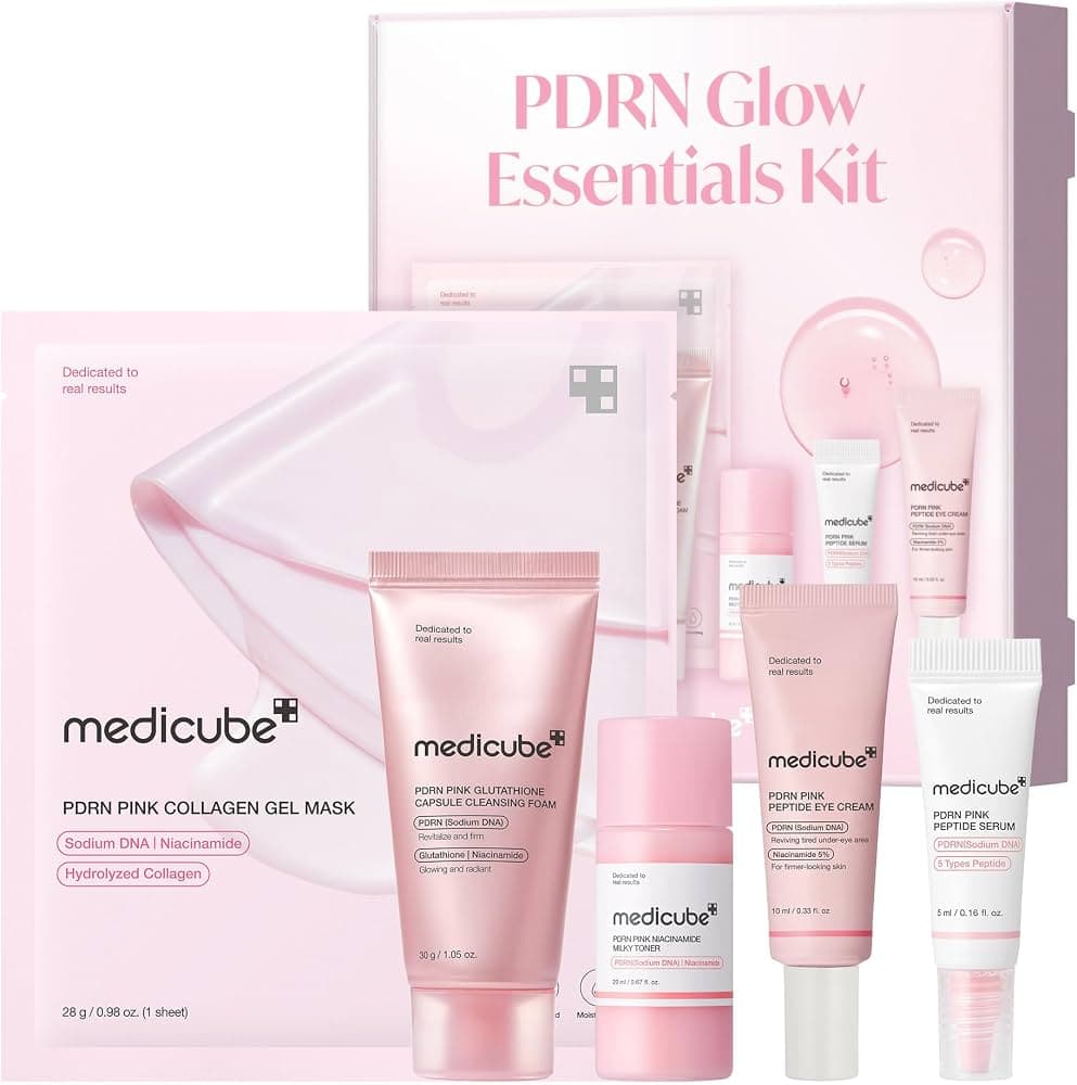 Medicube PDRN Glow Essentials Kit, Mini Skincare Travel Set, 5-Step Routine