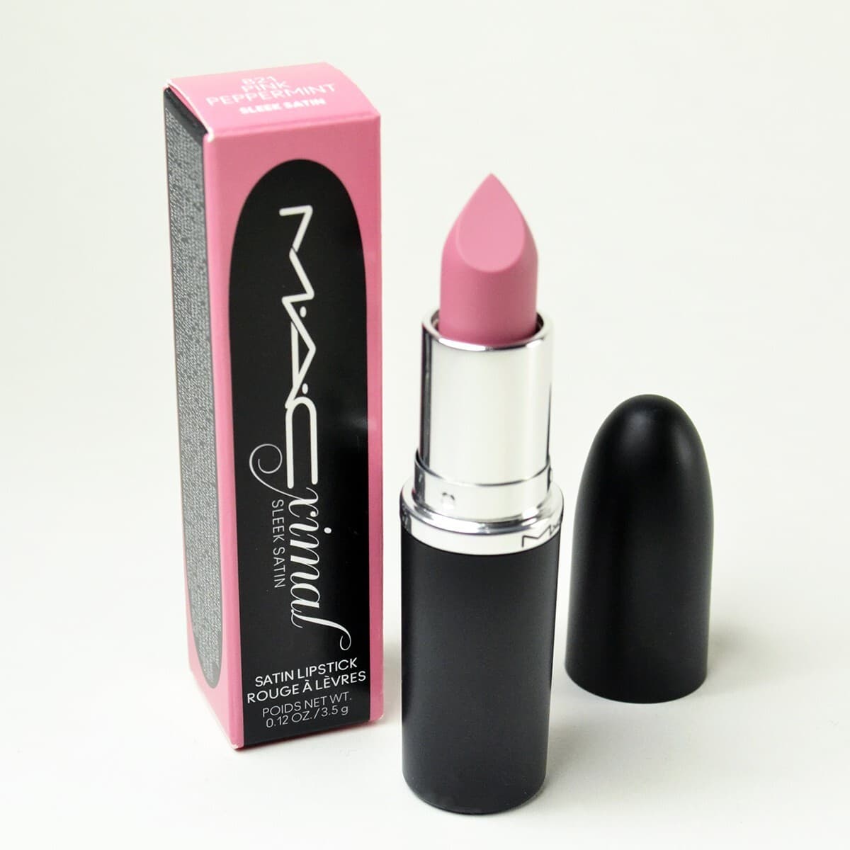 MAC M·A·Cximal Sleek Satin Lipstick, Pink Peppermint, 0.12 Ounces