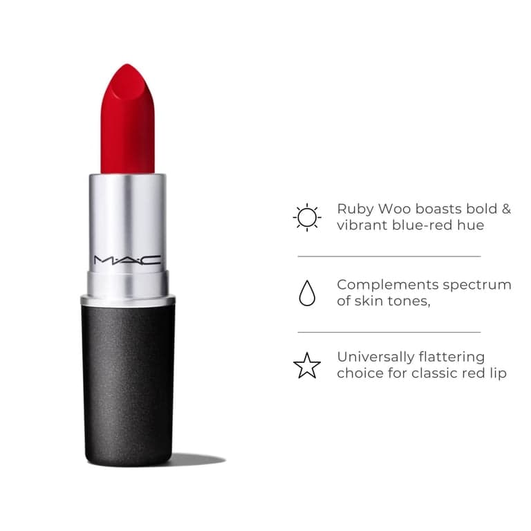 MAC Retro Matte Lipstick Ruby Woo, 1 Count, Multicolor, 0.10 Ounce — foto 3