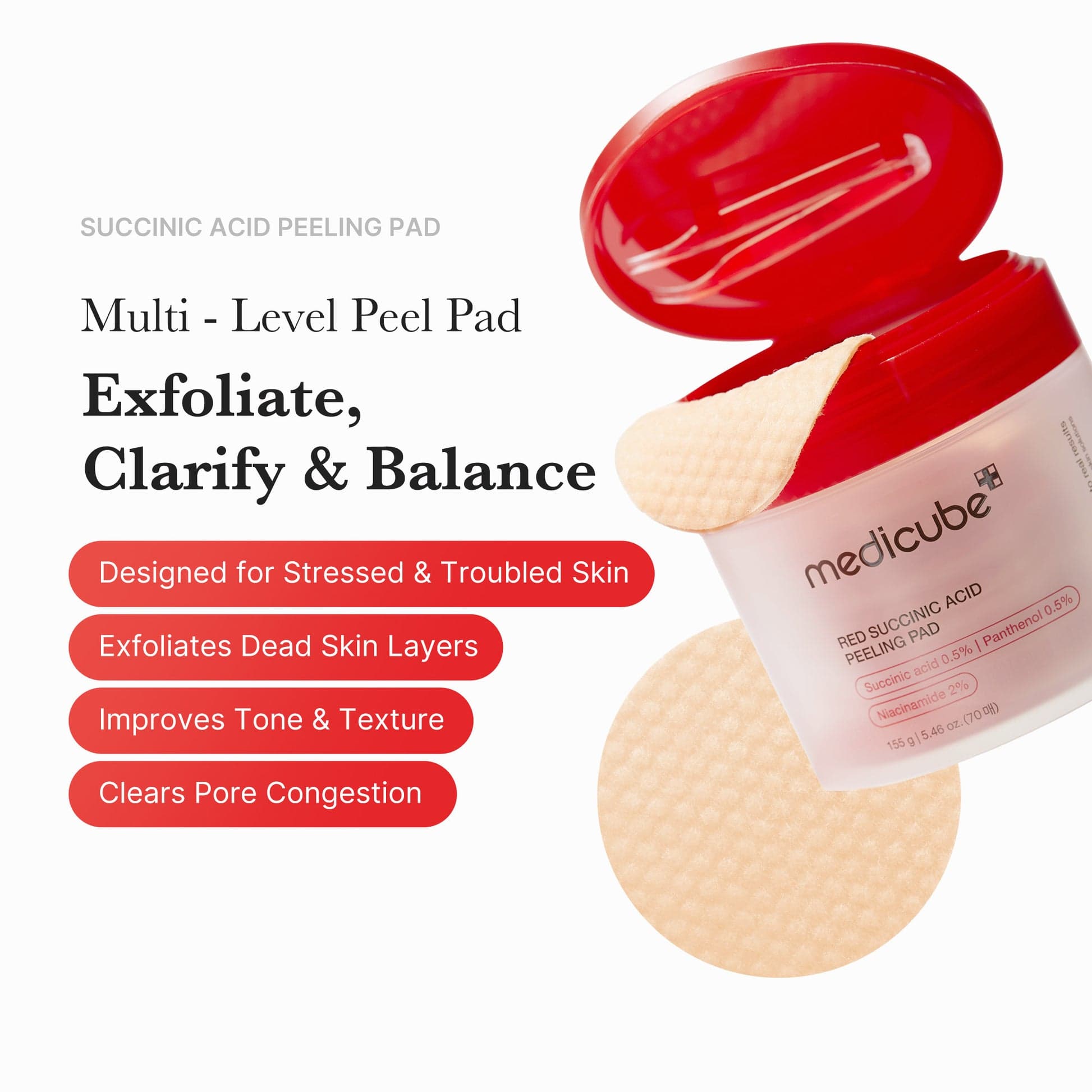 Medicube Toner Pads Red Succinic Acid Panthenol Pad for Facial Peeling — foto 2