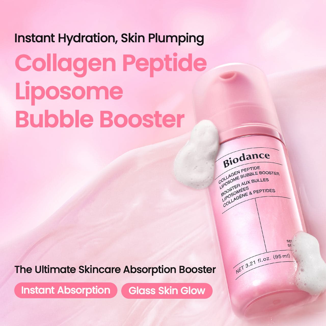 BIODANCE Collagen Peptide Liposome Bubble Booster, Micro-Bubble Foam Essence for Elasticity and Plumping, Hydration & Skin Prep Boost, Quick Morning Mask, Korean Skin Care 95ml — foto 2